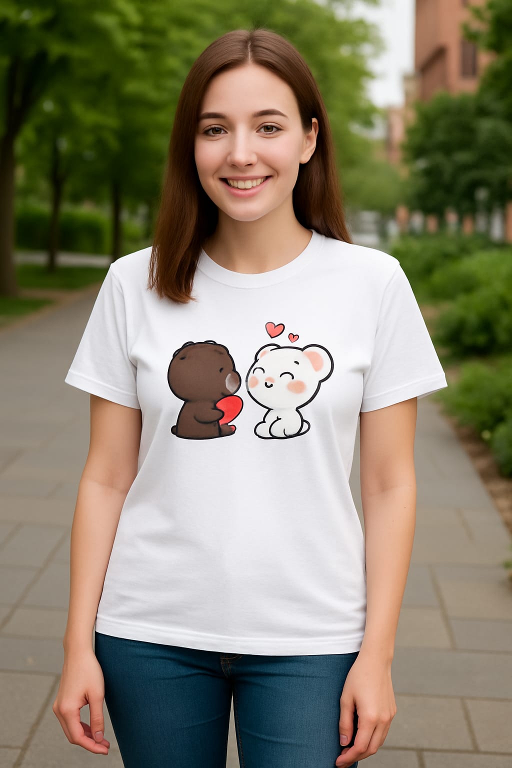 2 Bear print ladies T-Shirt