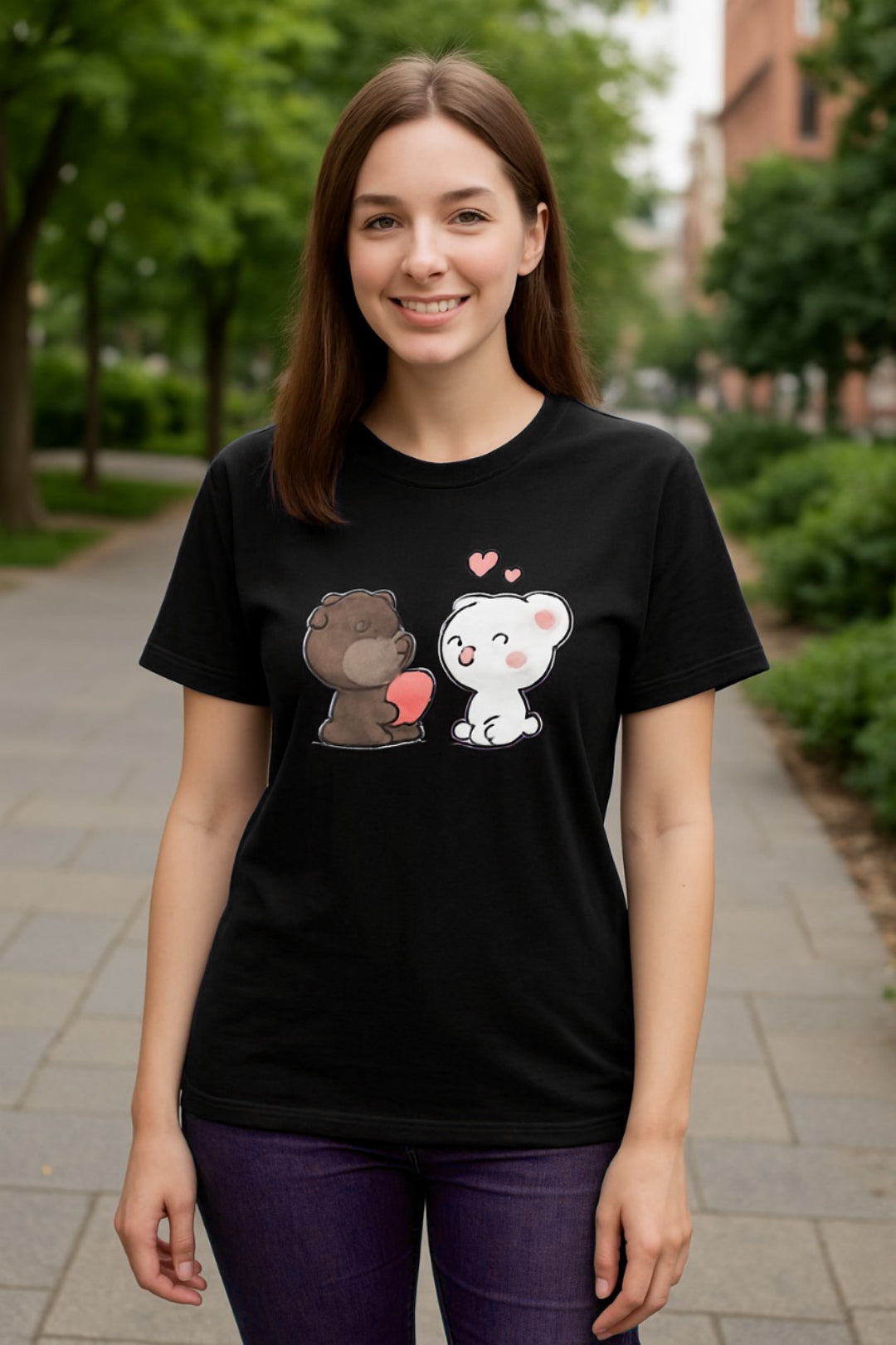 2 Bear print ladies T-Shirt