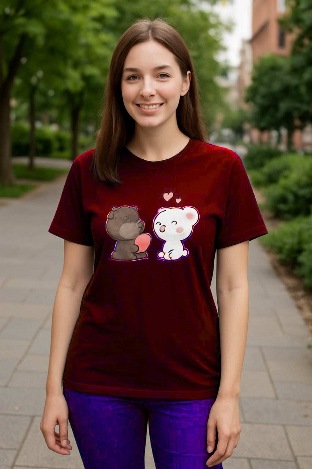 2 Bear print ladies T-Shirt